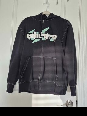 Empyre Black Zip-Up Hoodie with Mint Graphic